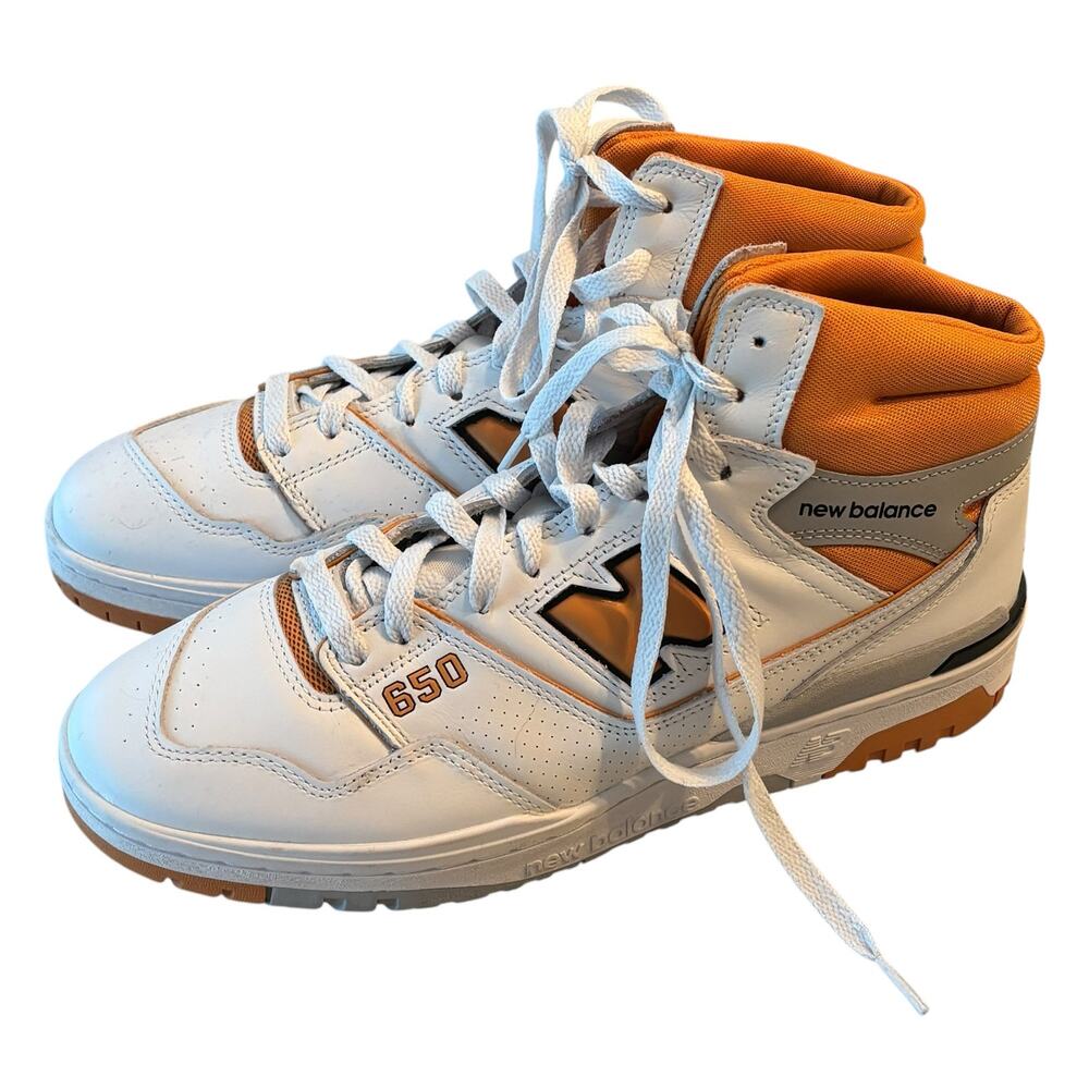 New Balance 650R in the "White/Canyon" colorway (BB650RCL) in men’s 10